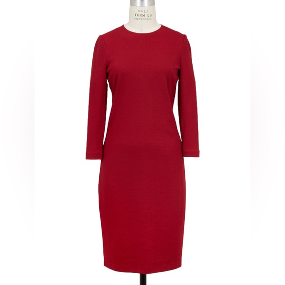 Vince Burgundy Red Shift Dress 3/4 Sleeves Round Neck Size S - Picture 1 of 14